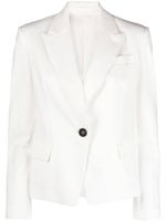 Brunello Cucinelli blazer en coton mélangé à simple boutonnage - Tons neutres