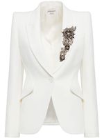 Alexander McQueen blazer Victorian Jewel à boutonnière - Blanc