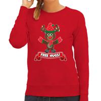 Foute Kersttrui/sweater voor dames - free hugs - rood - rendier - thumbnail