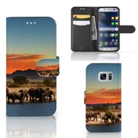 Samsung Galaxy S7 | Telefoonhoesje | Met pasjeshouder | Olifanten