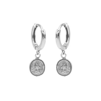 Karma Oorringen Hinged Hoops Coin Zilver