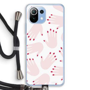 Hands pink: Xiaomi Mi 11 Lite Transparant Hoesje met koord