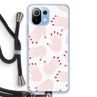 Hands pink: Xiaomi Mi 11 Lite Transparant Hoesje met koord
