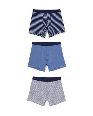 HEMA Lange Herenboxers Zigzag - 3 Stuks Donkerblauw (donkerblauw)