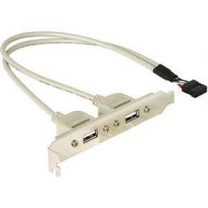 DeLOCK Slotbracket 1x internal USB 5pin > 2x USB2.0 external USB-kabel 0,3 m USB A Wit