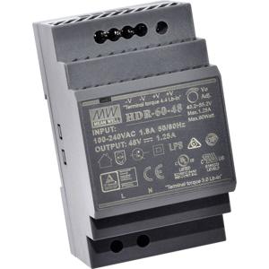 Mean Well HDR-60-48 DIN-rail netvoeding 48 V/DC 1.25 A 60 W Aantal uitgangen: 1 x Inhoud: 1 stuk(s)