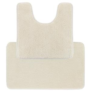 Tendance Badkamer Matten set Aquarius - creme wit - toilet en bad mat - hoogpolig - microfiber