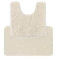 Tendance Badkamer Matten set Aquarius - creme wit - toilet en bad mat - hoogpolig - microfiber