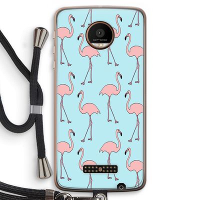 Anything Flamingoes: Motorola Moto Z Force Transparant Hoesje met koord