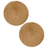 Decoris placemat - 2x - goud - D38 cm - kunststof - rond - tafel onderleggers - placemats Decoris placemat - 2x - goud - D38 cm - kunststof - rond - tafel onderleggers - placemats