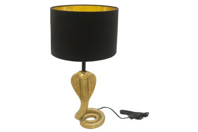 Tafellamp COBRA 65 cm, zwarte lampenkap met gouden frame - 45745