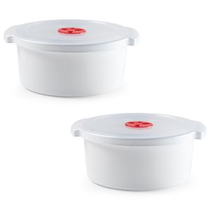 Set van 2x stuks magnetron voedsel opwarm container/schaal van 3 liter 25 x 23 x 10 cm