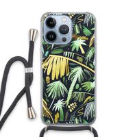 Tropical Palms Dark: iPhone 13 Pro Transparant Hoesje met koord