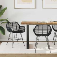 Eetkamerstoel 2 pcs Zwart 55 x 50 x 74 cm Riet en IJzer