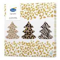 40x stuks kerstdiner/kerst thema servetten met dierenprint kerstbomen 33 x 33 cm