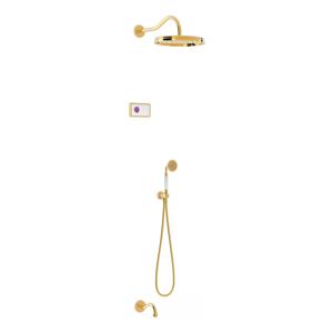 Regendouche set electronisch Tres Shower Technology Classic | Inbouw | Thermostaatkraan | 3-weg | Vintage | Goud glans