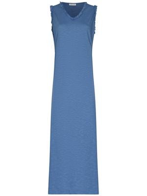 Lang katoenen nachthemd grijsblauw