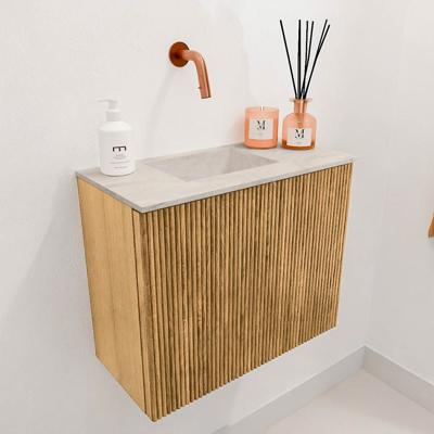 Toiletmeubel Mondiaz Joya Dlux | 50 cm | Meubelkleur Oak | Faye wastafel Ostra Wasbak Links | Zonder kraangat(en)