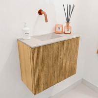 Toiletmeubel Mondiaz Joya Dlux | 50 cm | Meubelkleur Oak | Faye wastafel Ostra Wasbak Links | Zonder kraangat(en)