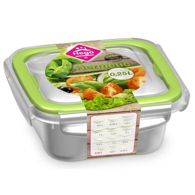 Hega Hogar Vershoudbakjes - 2x - 0,25 liter - transparant/groen - plastic