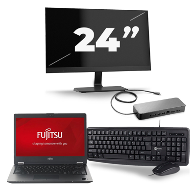 Fujitsu LifeBook U728 - Intel Core i7-8e Generatie - 12 inch - 16GB RAM - 256GB SSD - Windows 11 + 1x 24 inch Monitor