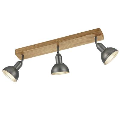 Trio Houten plafondlampDelhi 3-lichts spots antiek zilver - 803400367