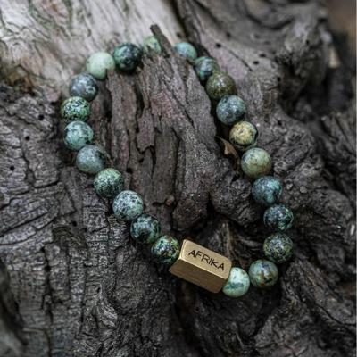 Afrikaanse Turquoise Goudkleurige kralen armband