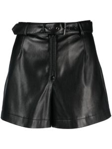 Patrizia Pepe short en cuir artificiel Essential à taille ceinturée - Noir