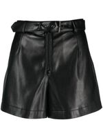 Patrizia Pepe short en cuir artificiel Essential à taille ceinturée - Noir - thumbnail