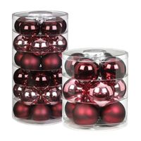 42x Berry Kiss mix roze/rode glazen kerstballen glans en mat   -