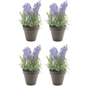 Bellatio Kunstplant - 10x stuks - lavendel - paars - 17 cm - in pot - lavandula