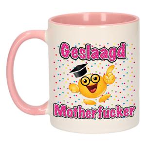 Geslaagd cadeau mok - roze - Geslaagd Motherfucker - keramiek - ca. 300 ml   -