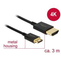 Delock 84779 HDMI-kabel HDMI Aansluitkabel HDMI-A-stekker, HDMI-mini-C-stekker 3.00 m Zwart 4K UHD, Vergulde steekcontacten