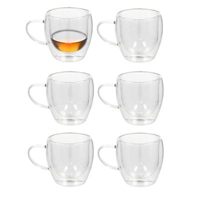 Gerimport Koffieglazen Plano - 6x - dubbelwandig - borosilicaatglas - 250 ml - H9 cm - theeglas Gerimport Koffieglazen Plano - 6x - dubbelwandig - borosilicaatglas - 250 ml - H9 cm - theeglas