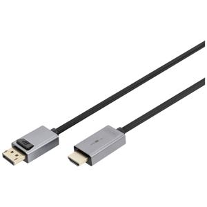 Digitus DB-340202-018-S HDMI-kabel HDMI Aansluitkabel HDMI-A-stekker, DisplayPort-stekker 1.8 m Zwart 4K UHD, Afgeschermd (drievoudig), Flexibel, Halogeenvrij