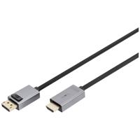 Digitus DB-340202-018-S HDMI-kabel HDMI Aansluitkabel HDMI-A-stekker, DisplayPort-stekker 1.8 m Zwart 4K UHD, Afgeschermd (drievoudig), Flexibel, Halogeenvrij - thumbnail