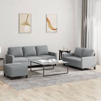 3-delige Loungeset met kussens stof lichtgrijs