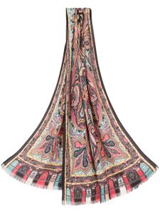 ETRO paisley-print frayed-edge cashmere-blend scarf - Noir