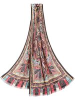 ETRO paisley-print frayed-edge cashmere-blend scarf - Noir - thumbnail