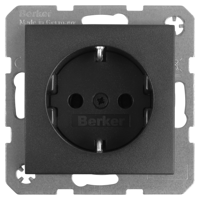 Berker S1 Contactdoos | Inbouw | 1-voudig | Randaarde | Antraciet - 58.004.42