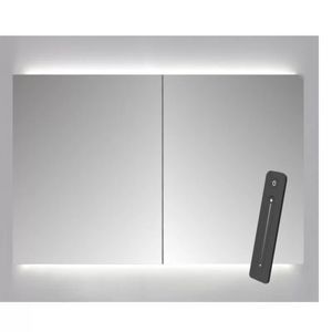Spiegelkast Sanicare Qlassics Ambiance 90x60 cm Met Dubbelzijdige Spiegeldeuren, LED Verlichting En Afstandsbediening Hoogglans Wit Sanicare
