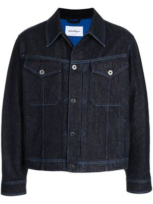 Ferragamo veste en jean à coutures contrastantes - Bleu