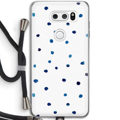 Blauwe stippen: LG V30 Transparant Hoesje met koord