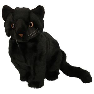 Pluche zittende knuffel kat/poes zwart 30 cm