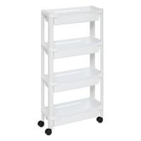 5Five Keuken/badkamer trolley 4 laags - L37 x B15 x H79 cm - wit - kunststof - met wielen