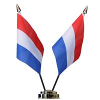 2x Nederland tafelvlaggetjes set - dubbele vlaggetjes op 1 standaard - 10 x 15 cm mini vlaggen 2x Nederland tafelvlaggetjes set - dubbele vlaggetjes op 1 standaard - 10 x 15 cm mini vlaggen