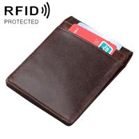 9037 Antimagnetic RFID Crazy Horse Texture Leather Wallet Billfold for Men and Women (Coffee)