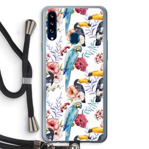 Bloemen tukan: Samsung Galaxy A20s Transparant Hoesje met koord