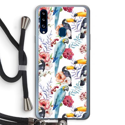 Bloemen tukan: Samsung Galaxy A20s Transparant Hoesje met koord