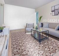 Vinyl tapijt tegels bruine bloemen